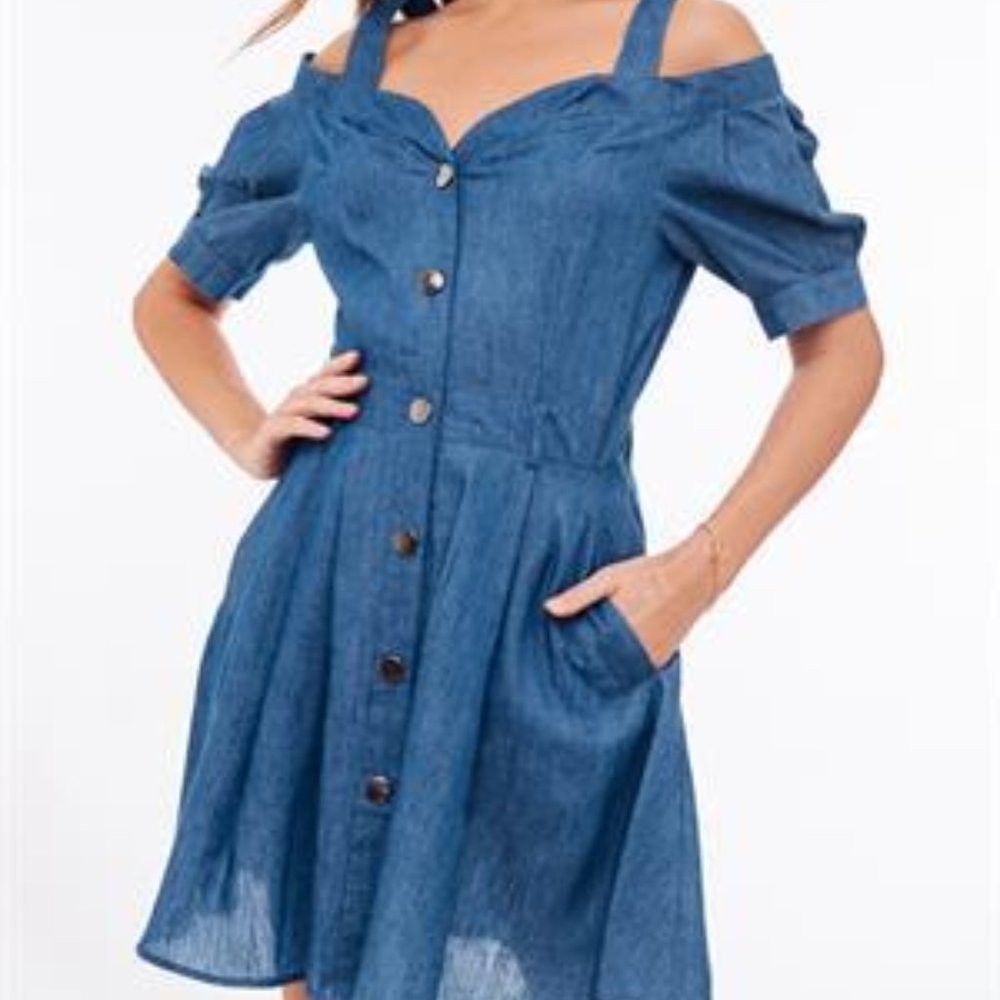 Women's Denim Dress-Light Denim